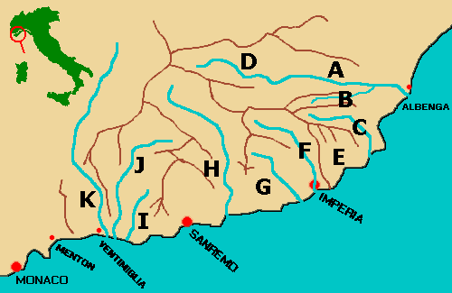 map of Western Liguria