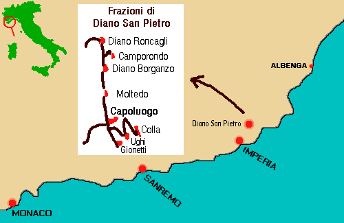 ubicazione di Diano San Pietro e delle frazioni